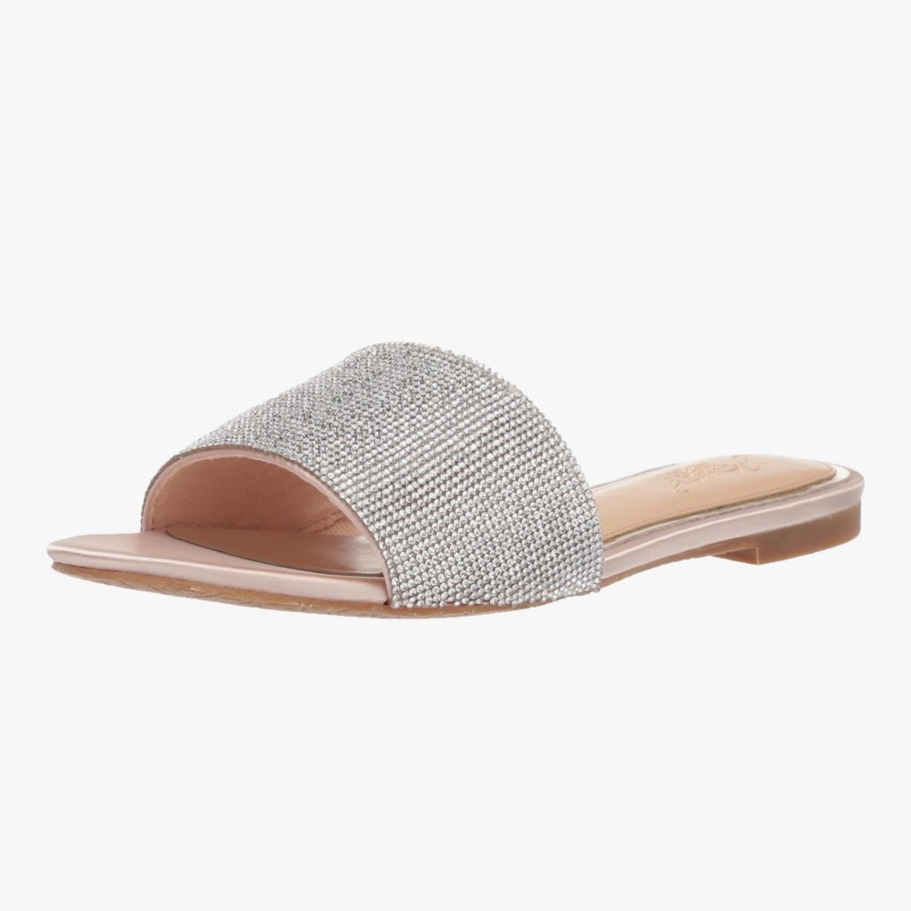 Jewel Badgley Mischka Womens Khaleesi Slip On Open Toe Bling Slides Size 7.5